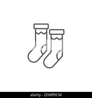 Socken Symbol, Farbe, Linie, Kontur Vektor-Zeichen, lineare Stil Piktogramm isoliert auf weiß. Symbol, Logo-Illustration Stock Vektor