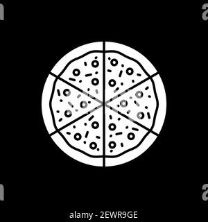 Schneiden Sie Scheiben Pizza dunklen Modus Glyph Symbol Stock Vektor