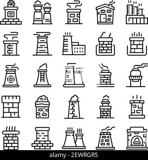 Kamin-Symbole eingestellt. Skizzieren Sie Set von Schornstein Vektor-Symbole für Web-Design isoliert auf weißem Hintergrund Stock Vektor