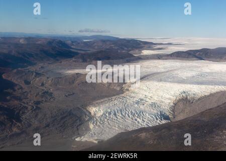 Luftaufnahme des UNESCO-Weltkulturerbes Ilulissat Icefjord, bei Ilulissat (Jakobshavn), Grönland, Polarregionen Stockfoto