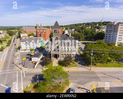 Woonsocket District Courthouse Luftaufnahme in der Innenstadt von Woonsocket, Rhode Island RI, USA. Stockfoto