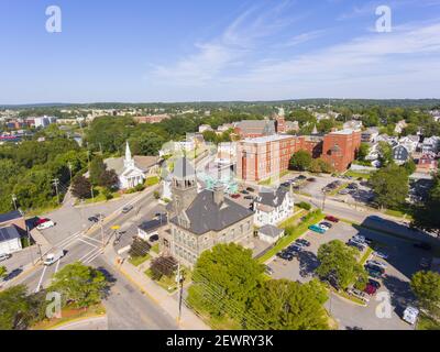 Woonsocket District Courthouse Luftaufnahme in der Innenstadt von Woonsocket, Rhode Island RI, USA. Stockfoto