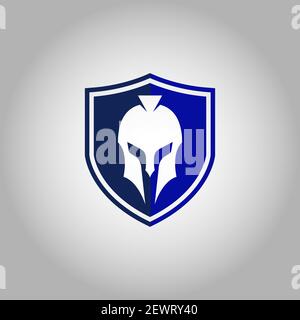 Schild und Helm des spartanischen Kriegersymbols, Emblem.EPS 10 Stock Vektor