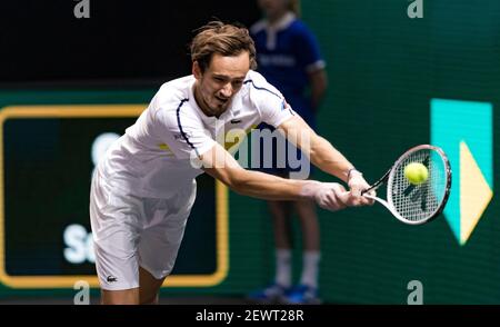 Rotterdam, Niederlande, 3. märz 2021, ABNAMRO World Tennis Tournament, Ahoy, erste Runde Spiel: Daniil Medvedev (RUS).Foto: www.tennisimages.com/henkkoster Stockfoto