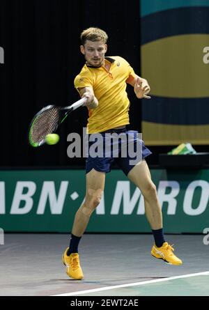 Rotterdam, Niederlande, 3. märz 2021, ABNAMRO World Tennis Tournament, Ahoy, Erstrundenspiel: David Goffin (Bel).Foto: www.tennisimages.com/henkkoster Stockfoto