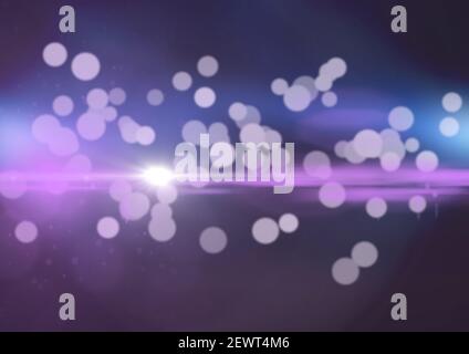 Leuchtende violette Lichtflecken über violettem Licht führen durch Hintergrund Stockfoto