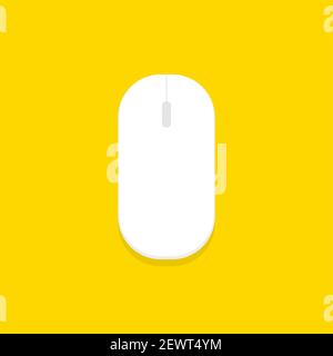 Einfache kabellose Computermaus. Computermaus-Symbol auf gelbem Hintergrund. Stock Vektor