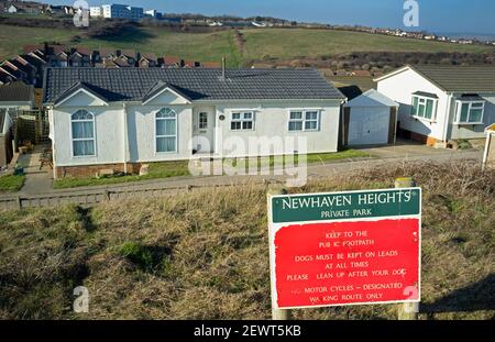 Chalets in der Nähe von Newhaven Heights, East Sussex Stockfoto