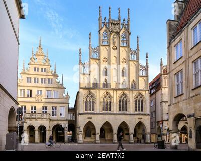 Historisches Rathaus am Prinzipalmarkt, Rathaus Münster, Münster Stockfoto