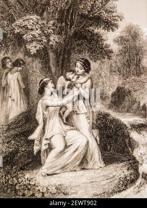 elle le Donna a la nymphe,aventure de telemarque par fenelon,editeur belin-Leprieur 1844 Stockfoto