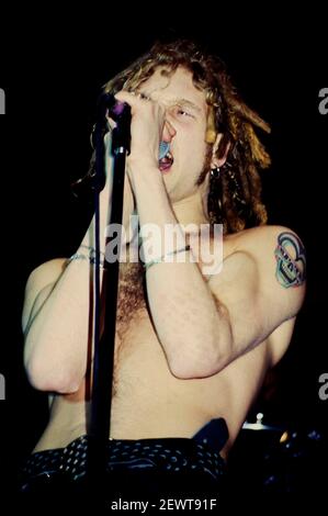 Layne Staley von Alice in Chains live im Marquee Club. London, 8th. März 1991 – weltweite Nutzung Stockfoto