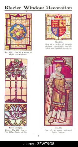 Beispielseiten aus dem Werbeheft für Glacier Window Decoration, herausgegeben von M'Caw, @Stevenson & Orr Ltd, Belfast um 1925 Stockfoto