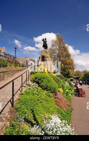 Das Royal Scots Grays Monument in Princes Street Gardens, Edinburgh. Stockfoto