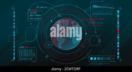 Entwurf der virtuellen Schnittstelle des Planetenschutzprogramms. Stock Vektor