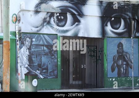 Miami, FL, USA. Wandgemälde an Wynwood-Wänden. Stockfoto