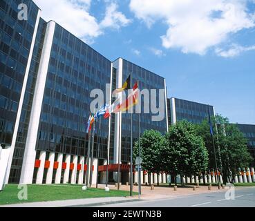 Frankreich. Elsass. Straßburg. Winston Churchill Gebäude des Europäischen Parlaments. Stockfoto