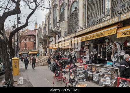 Das britische Fernsehen BBC hat den Zentralmarkt der Stadt Valencia als einen der schönsten der Welt betrachtet. Spanien, Europa Stockfoto