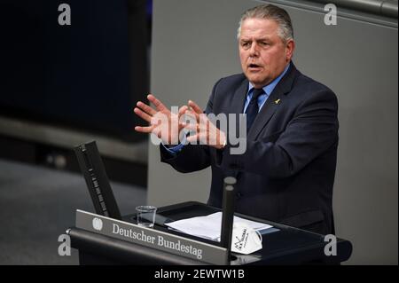 Berlin, Deutschland. März 2021, 03rd. Klaus-Peter Willsch (CDU/CSU) spricht vor den Abgeordneten des Deutschen Bundestages. Quelle: Kira Hofmann/dpa-Zentralbild/dpa/Alamy Live News Stockfoto
