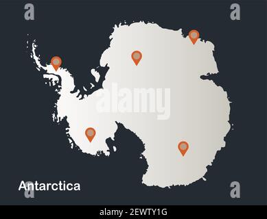 Antarktis Karte, Infografiken flaches Design Farben Schnee weiß Vektor Stock Vektor