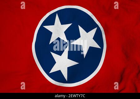Vollbildaufnahme einer winkenden Flagge von Tennessee (USA) in 3D Rendering. Stockfoto