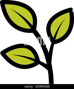 Minimalistischer grüner Baum Zweig Logo-Symbol im einfachen Stil Stock Vektor