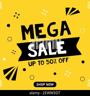 Mega Sale Banner Design-Vorlage, Sonderangebot, Vektor-Illustration Stock Vektor