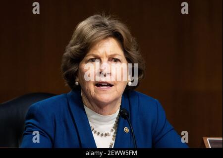 Washington, USA, 03rd. März 2021. 3. März 2021 - Washington, DC, USA: US-Senatorin Jeanne Shaheen (D-NH) spricht bei einer Anhörung des Senats für Auswärtige Beziehungen. (Foto: Michael Brochstein/Sipa USA) Quelle: SIPA USA/Alamy Live News Stockfoto