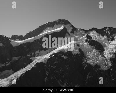 Monochrom-Bild von Mount Sefton. Stockfoto