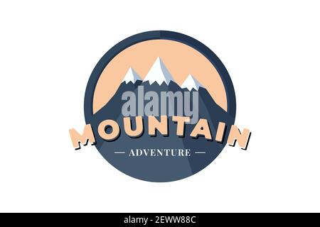 Mountain Adventure Circle Schild Logo Abzeichen für Extremtourismus und Sportwandern. Outdoor Natur Camping Label Vektor eps Illustration Stock Vektor