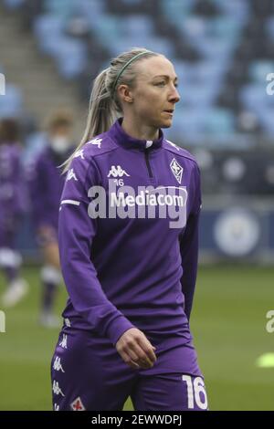 Manchester, Großbritannien. März 2021, 03rd. Louise Quinn (#16 Fioretina) während des UEFA Women's Champions League-Spiels von 16 zwischen Manchester City und Fiorentina im Academy Stadium, Manchester, Großbritannien. Kredit: SPP Sport Presse Foto. /Alamy Live Nachrichten Stockfoto