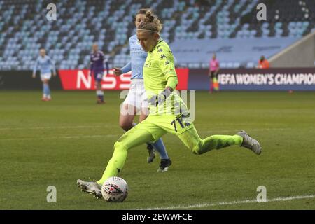 Manchester, Großbritannien. März 2021, 03rd. Katji Schroffenegger (#71 Fiorentina) während der UEFA Women's Champions League Runde von 16 Spiel zwischen Manchester City und Fiorentina im Academy Stadium, Manchester, UK. Kredit: SPP Sport Presse Foto. /Alamy Live Nachrichten Stockfoto