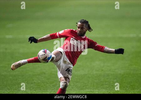 Bristol, Großbritannien. März 2021, 03rd. Kasey Palmer von Bristol City in Aktion . EFL Skybet Championship match, Bristol City gegen AFC Bournemouth im Ashton Gate Stadium in Bristol, Avon am Mittwoch, 3rd. März 2021. Dieses Bild darf nur für redaktionelle Zwecke verwendet werden. Nur redaktionelle Verwendung, Lizenz für kommerzielle Nutzung erforderlich. Keine Verwendung in Wetten, Spiele oder ein einzelner Club / Liga / Spieler Publikationen. PIC von Lewis Mitchell / Andrew Orchard Sport Fotografie / Alamy Live News Kredit: Andrew Orchard Sport Fotografie / Alamy Live News Stockfoto