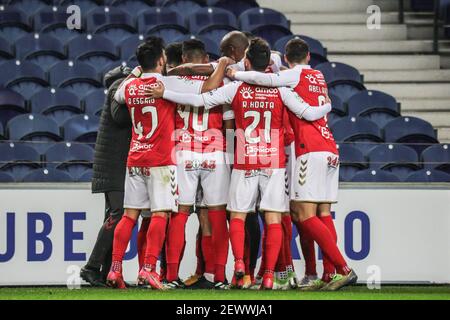 Braga feiert Tor während der Männer Taca de Portugal Spiel Zwischen Porto und Braga bei Estadio do Dragao no Porto Stockfoto