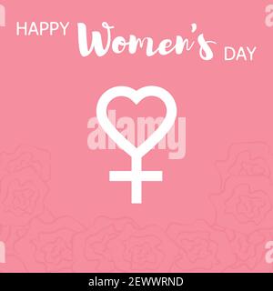 Square Happy Women's Day Banner - herzförmige weibliche Geschlecht Symbol Stock Vektor