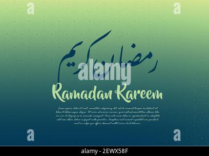 Ramadan Kareem Grußkarte Design. Großzügiger Ramadan in arabischer Kalligraphie Farsi Schrift, Beispieltext und geometrische Muster Hintergrund. Stock Vektor