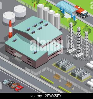 Bunte isometrische Öl Raffinerie und Transport Zusammensetzung 3D Vektor-Illustration Stock Vektor