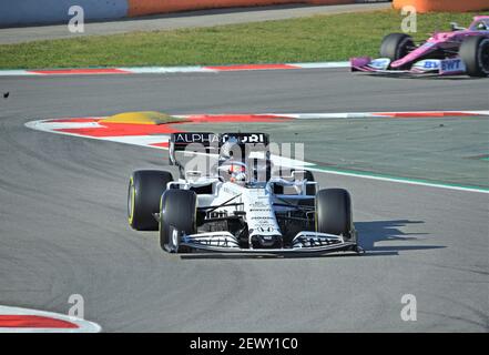 Pierre Gasly in den Trainingseinheiten der Rennstrecke Barcelona-Katalonien Stockfoto