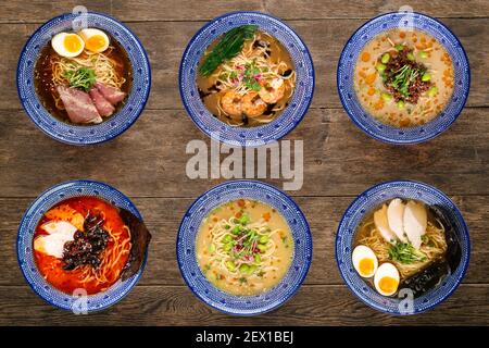Verschiedene Ramen-Nudelsuppen Stockfoto