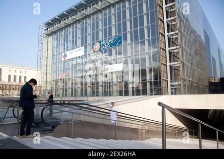 Rom, ITALIEN - 24. Februar 2021: Roms Kongresszentrum jetzt Mass Covid-19 Impfzentrum. Stockfoto