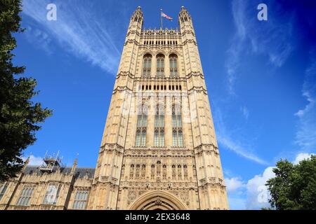 Victoria Tower, London, Großbritannien. Palace of Westminster in London. Stockfoto