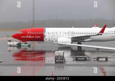 Göteborg, Schweden - 28. AUGUST 2018: Norwegian Air Shuttle Boeing 737 in Göteborg Landvetter Flughafen in Schweden. Es ist die 2 verkehrsreichsten Flughafen Sw Stockfoto