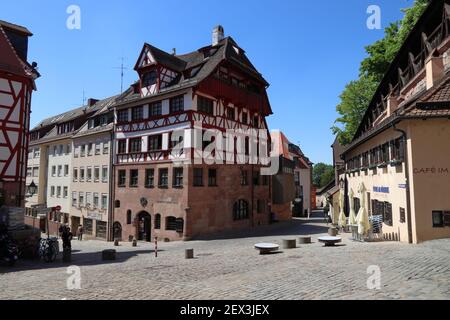 NÜRNBERG, 8. MAI 2018: Albrecht Durer Haus in der Nürnberger Altstadt, Deutschland. Albrecht Durer (oder Duerer) war ein deutscher Renaissance-Maler. Stockfoto