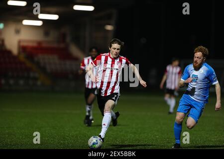 WILL FITZGERALD (Derry City) Während eines Vorsaison-Fixes zwischen Derry City und Finn Harfen Stockfoto