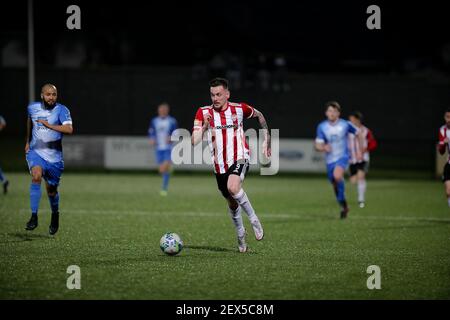 DAVID PARKHOUSE (Derry City) Während eines Vorsaison-Fixes zwischen Derry City und Finn Harfen Stockfoto