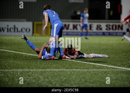 DAVID PARKHOUSE (Derry City) Während eines Vorsaison-Fixes zwischen Derry City und Finn Harfen Stockfoto