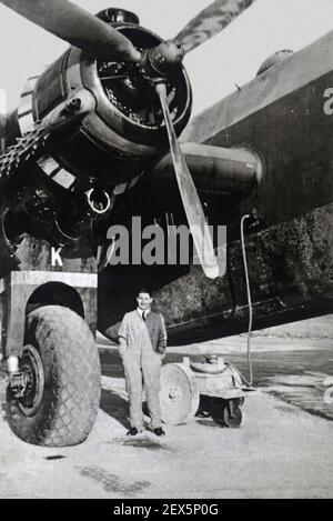 Handley Page Halifax Flugzeug von 298 Airborne Squadron, Royal Air Force. Das Geschwader nutzte die Halifax Flugzeuge zu schleppen Hamilcar schweren Lift Segelflugzeuge. Stockfoto