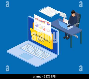 Daten-Phishing, Hacker-Angriff. Stock Vektor