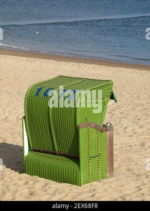 Green Beach Chair, Deutschland Stockfoto