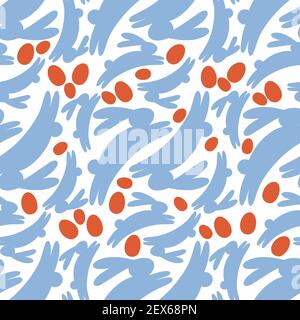 Ostern nahtlose Muster mit Kaninchen und Eier Stock Vektor