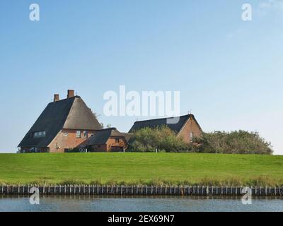 Kirche Behausung Hügel auf Hooge, Deutschland Stockfoto